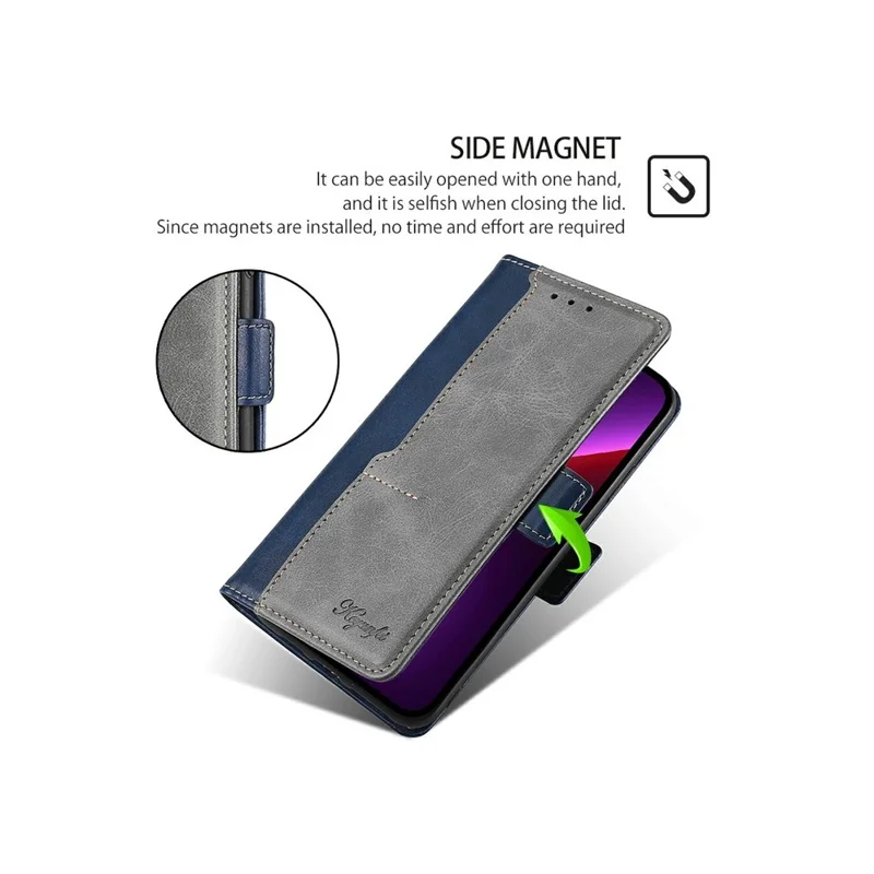 For Samsung Galaxy A05 4G Case Contrast Color Wallet Leather Phone Cover - Blue + Grey