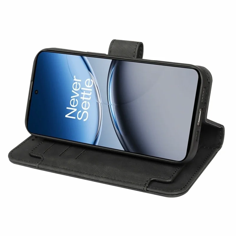 For OnePlus Nord 4 Leather Case Line Pattern Wallet Phone Cover with 9 Card Slots - Black