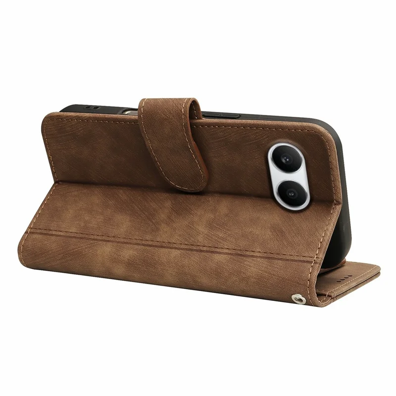 For OnePlus Nord 4 Leather Case Line Pattern Wallet Phone Cover with 9 Card Slots - Brown