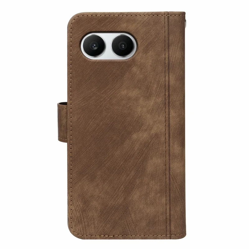 For OnePlus Nord 4 Leather Case Line Pattern Wallet Phone Cover with 9 Card Slots - Brown