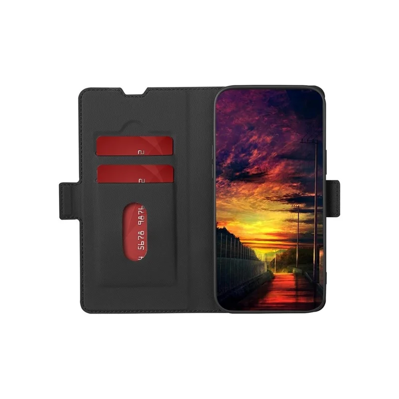 Capa para Samsung Galaxy A36 5G com suporte para cartão, textura de trama, couro - Preto