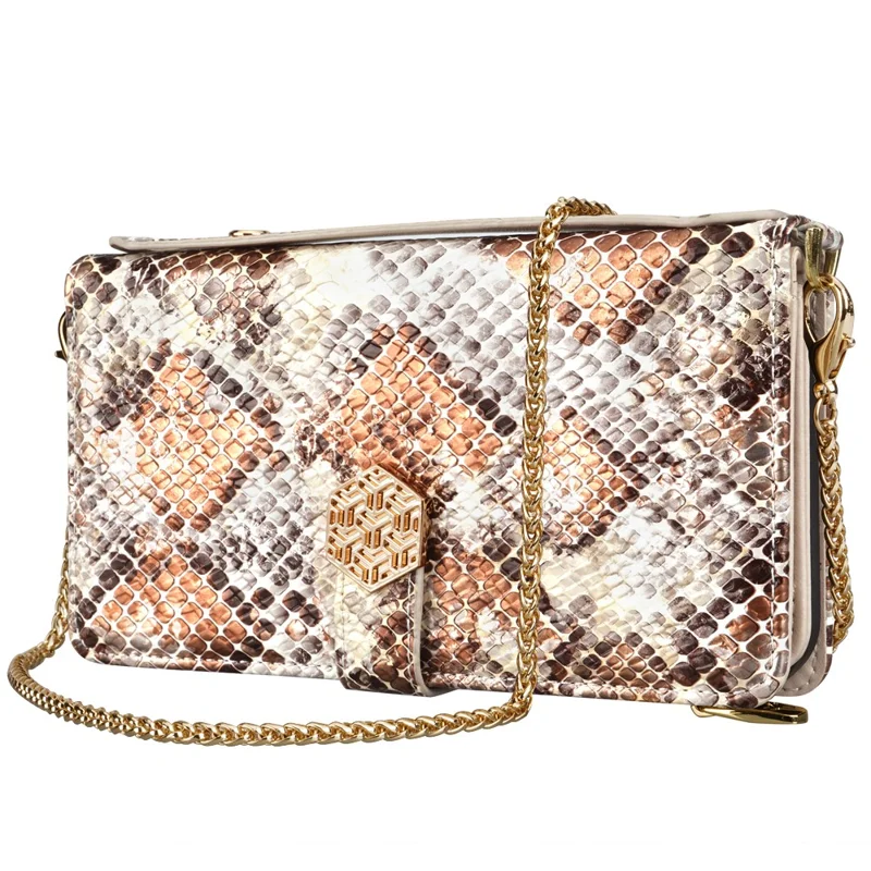 For OnePlus Nord 5 5G / Ace 5 Ultra 5G Case Snake Skin Texture PU Leather Phone Wallet Cover with Shoulder Strap - White