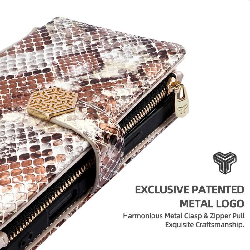 For OnePlus Nord 5 5G / Ace 5 Ultra 5G Case Snake Skin Texture PU Leather Phone Wallet Cover with Shoulder Strap - White