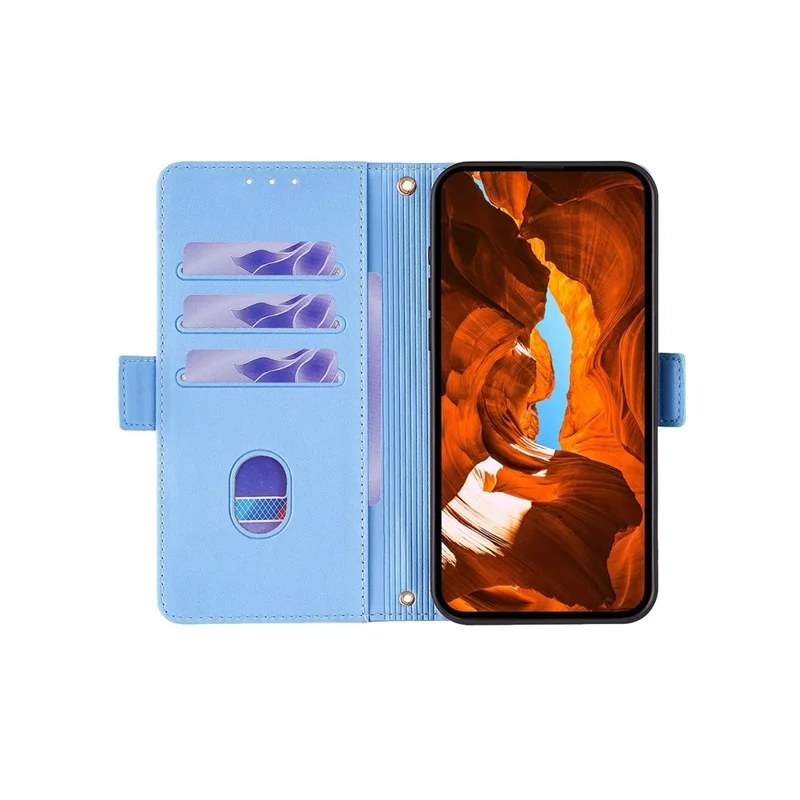 Étui en cuir PU pour OnePlus Nord 5 5G / Ace 5 Ultra 5G avec support de portefeuille, bandoulière et dragonne - Bleu