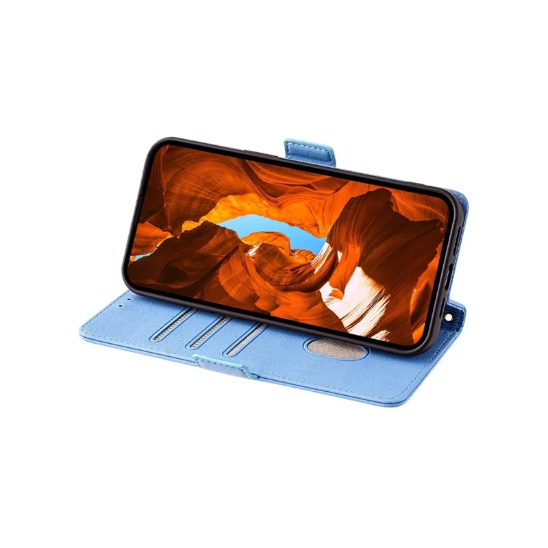 Étui en cuir PU pour OnePlus Nord 5 5G / Ace 5 Ultra 5G avec support de portefeuille, bandoulière et dragonne - Bleu