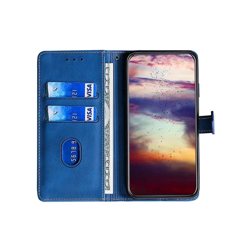 Cover per Xiaomi Civi 5 Pro 5G Custodia Portafoglio in Pelle con Chiusura Magnetica a Forma di Cappello di Paglia - Blu