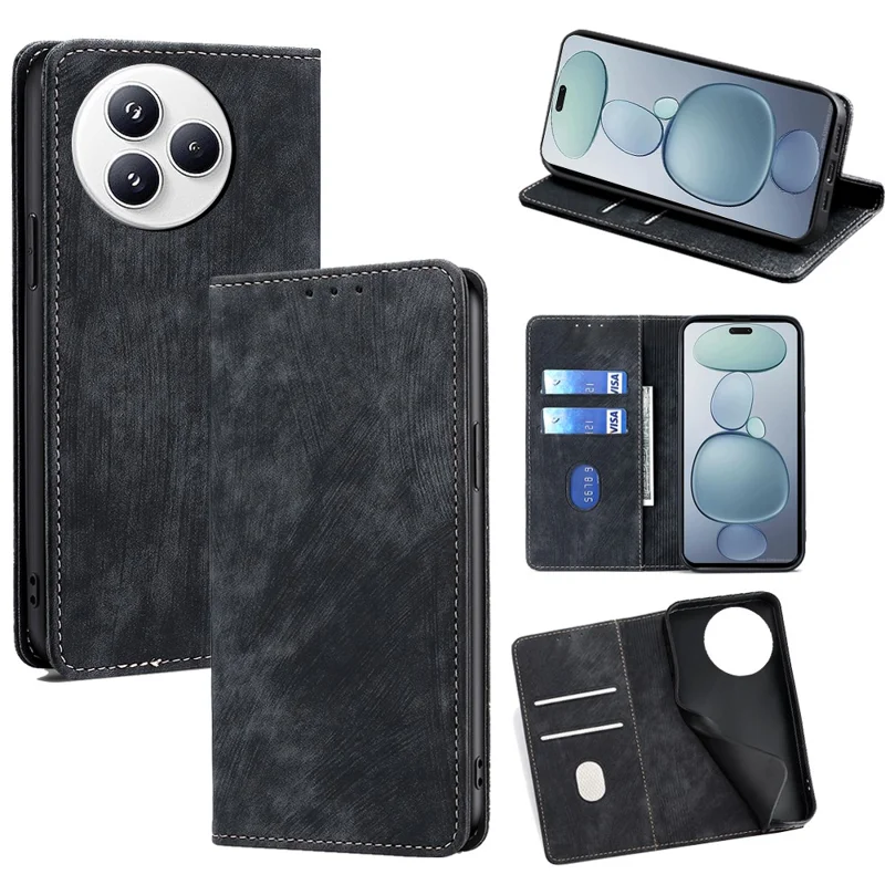 For Xiaomi Civi 5 Pro 5G Case RFID Blocking Wallet Foldable Stand Leather Phone Cover - Black