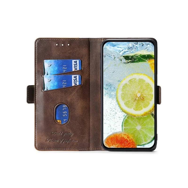 For Oppo A5x 5G Case Contrast Color Wallet Leather Phone Cover - Light Brown + Green