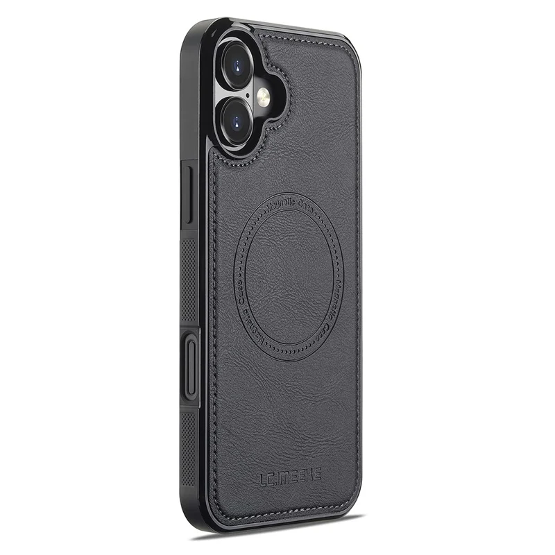 LC.IMEEKE Étui magnétique en cuir + TPU compatible avec MagSafe pour iPhone 17 - Noir