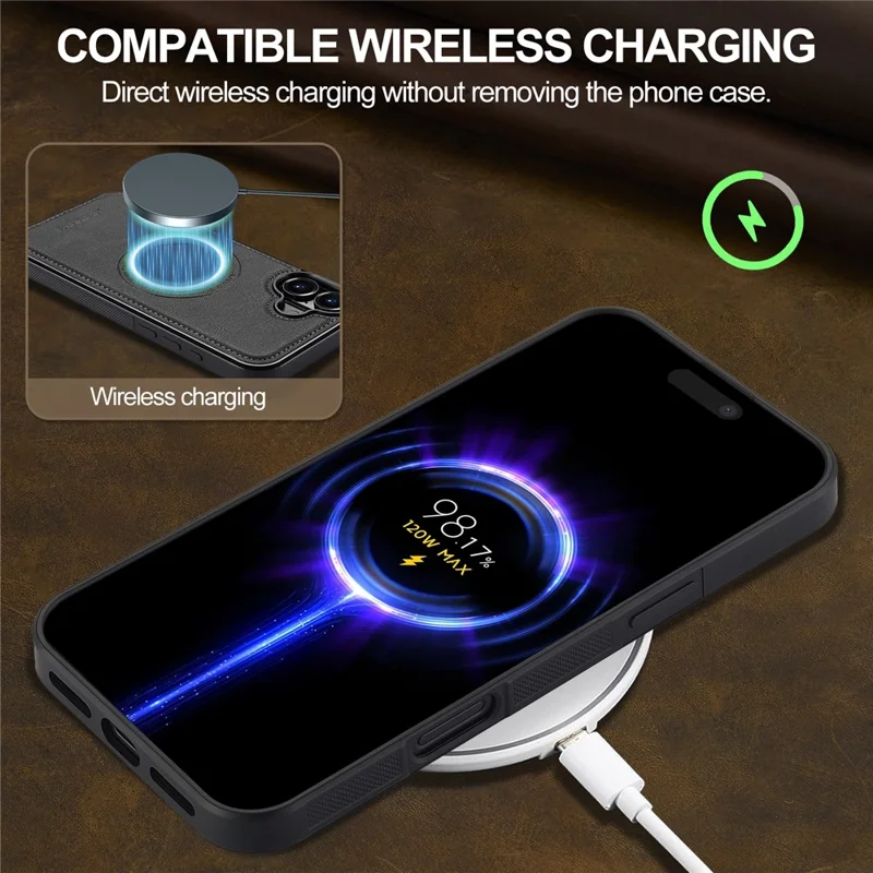 LC.IMEEKE Étui magnétique en cuir + TPU compatible avec MagSafe pour iPhone 17 - Noir