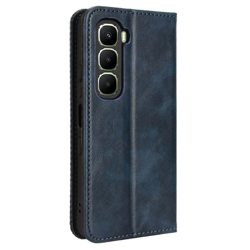 Pour Infinix Hot 60 5G / 60i 4G Étui en Cuir Portefeuille Support Texture Rétro Housse de Téléphone - Bleu