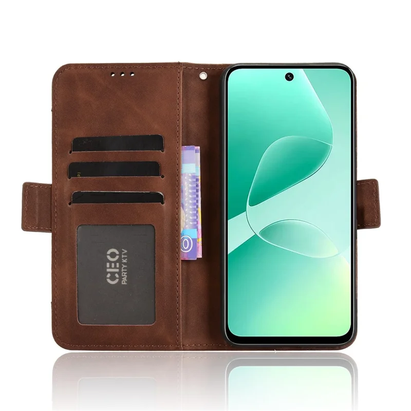 For Infinix Hot 60 5G / Hot 60i 4G Leather Case Phone Wallet Cover with Multiple Card Slots - Brown