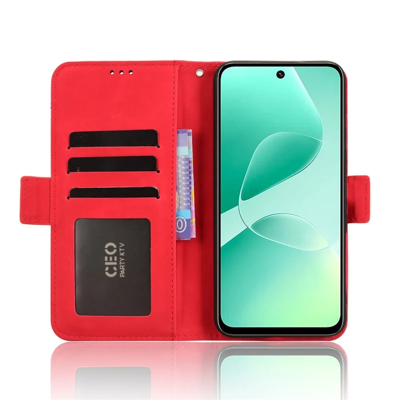 For Infinix Hot 60 5G / Hot 60i 4G Leather Case Phone Wallet Cover with Multiple Card Slots - Red