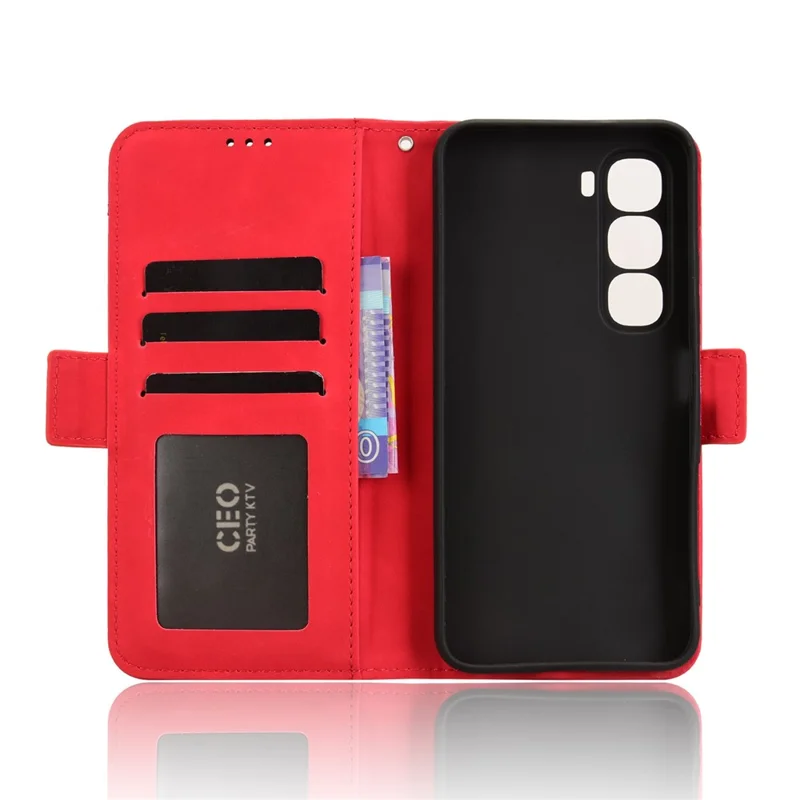 For Infinix Hot 60 5G / Hot 60i 4G Leather Case Phone Wallet Cover with Multiple Card Slots - Red