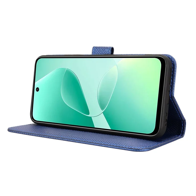 For TECNO Spark 40 4G Leather Wallet Case with Strap Diamond Texture Phone Cover