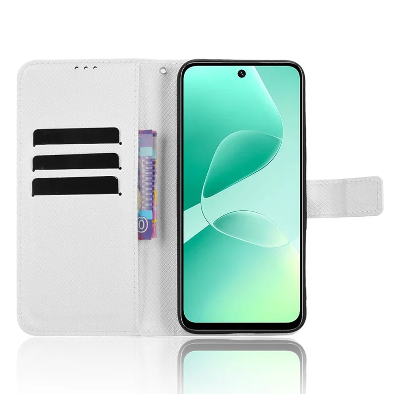 For Infinix Hot 60 5G / Hot 60i 4G Leather Wallet Case with Strap Diamond Texture Phone Cover - White