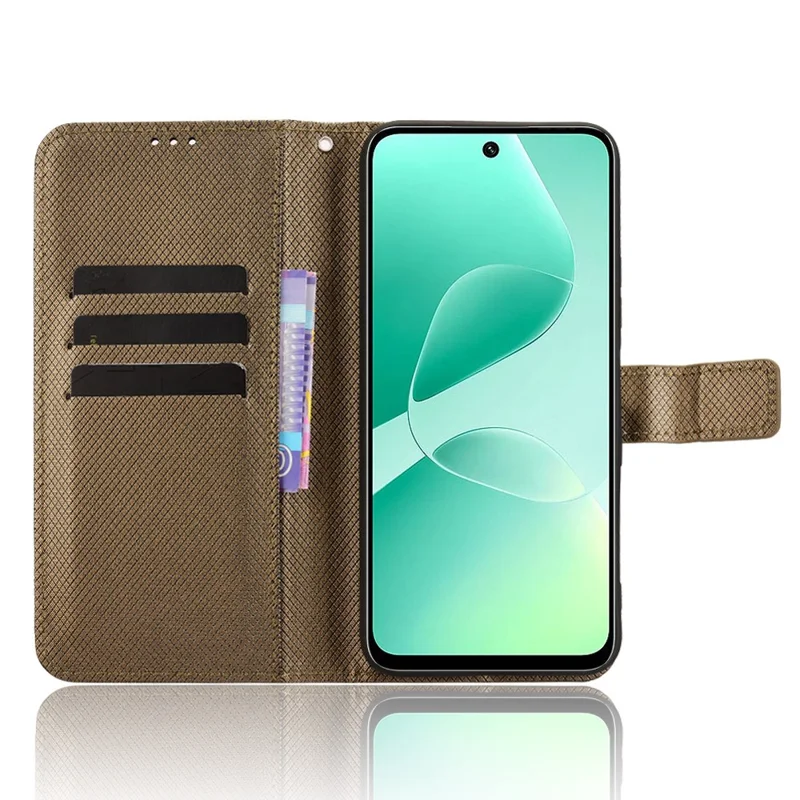 For Infinix Hot 60 5G / Hot 60i 4G Leather Wallet Case with Strap Diamond Texture Phone Cover - Brown