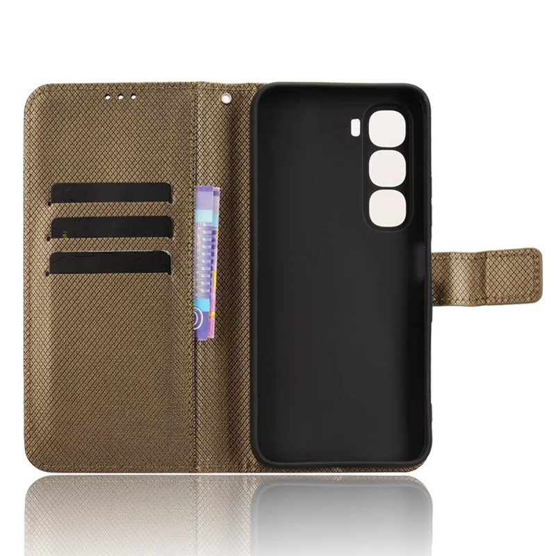 For Infinix Hot 60 5G / Hot 60i 4G Leather Wallet Case with Strap Diamond Texture Phone Cover - Brown