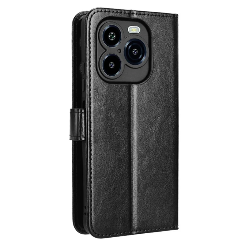 Für Oukitel C65 / C65 Pro Hülle Crazy Horse Textur PU-Leder Handy-Geldbörse mit Handschlaufe - Schwarz