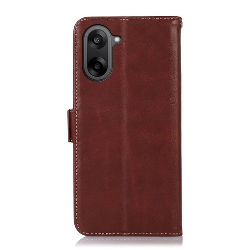Capa Carteira de Couro Genuíno de Vaca para OnePlus Ace 5 Racing 5G / Nord CE 5G com Bloqueio RFID - Marrom