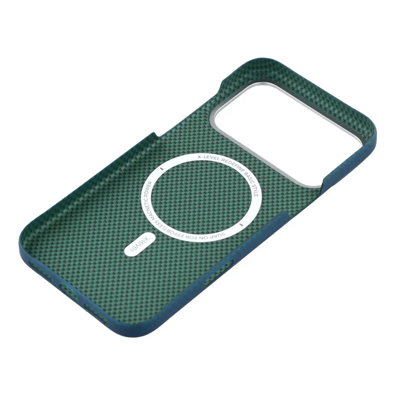 X-LEVEL For iPhone 17 Pro Max Case Compatible with MagSafe Carbon Nanofiber + Metal Lens Frame Phone Cover - Blue