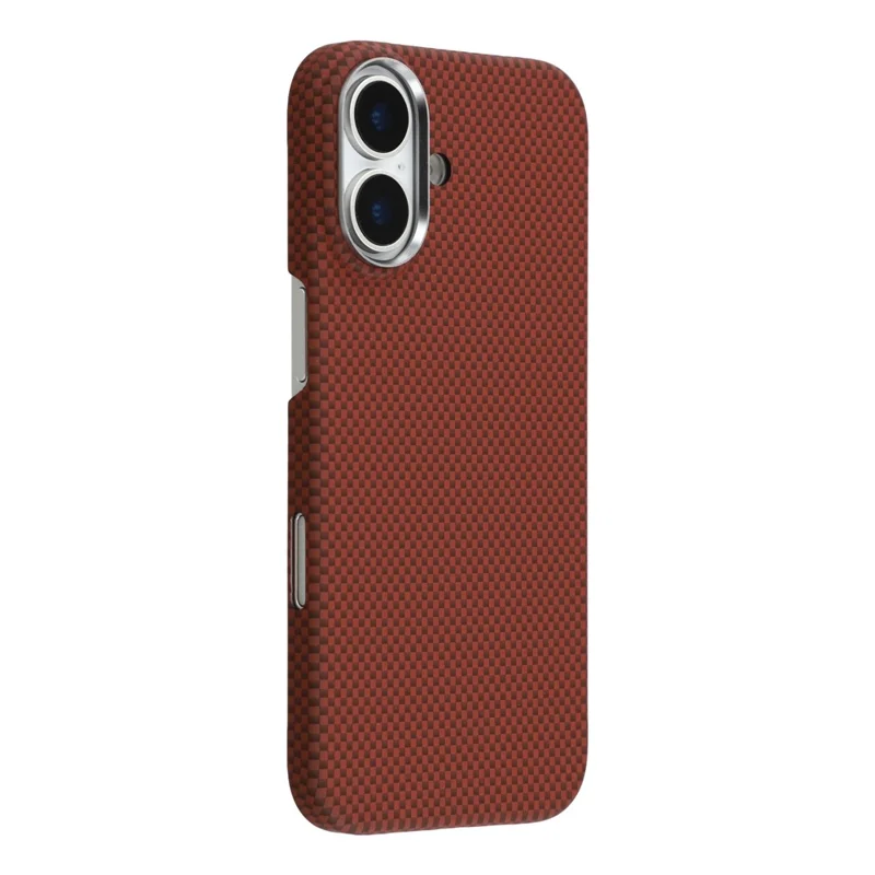 X-LEVEL For iPhone 17 Case Compatible with MagSafe Carbon Nanofiber + Metal Lens Frame Phone Cover - Red