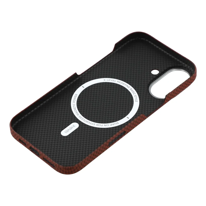 X-LEVEL For iPhone 17 Case Compatible with MagSafe Carbon Nanofiber + Metal Lens Frame Phone Cover - Red