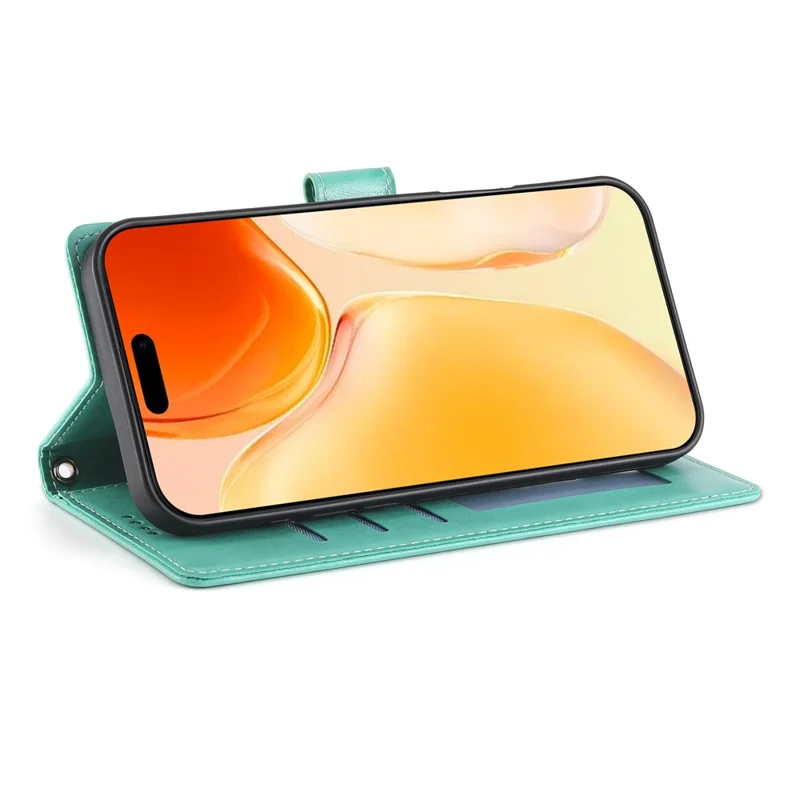 Cover a portafoglio per iPhone 17 Pro con Farfalle e Stampa Floreale in Pelle PU con Cinturino da Polso - Verde
