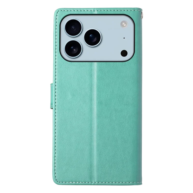 Cover a portafoglio per iPhone 17 Pro con Farfalle e Stampa Floreale in Pelle PU con Cinturino da Polso - Verde