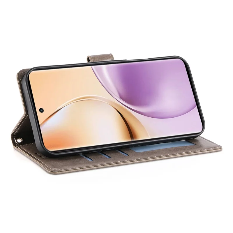 Per Oppo Reno14 Pro 5G (Globale) Custodia Portafoglio Farfalla Stampa Floreale Pelle PU Cover Telefono con Cinturino da Polso - Grigio