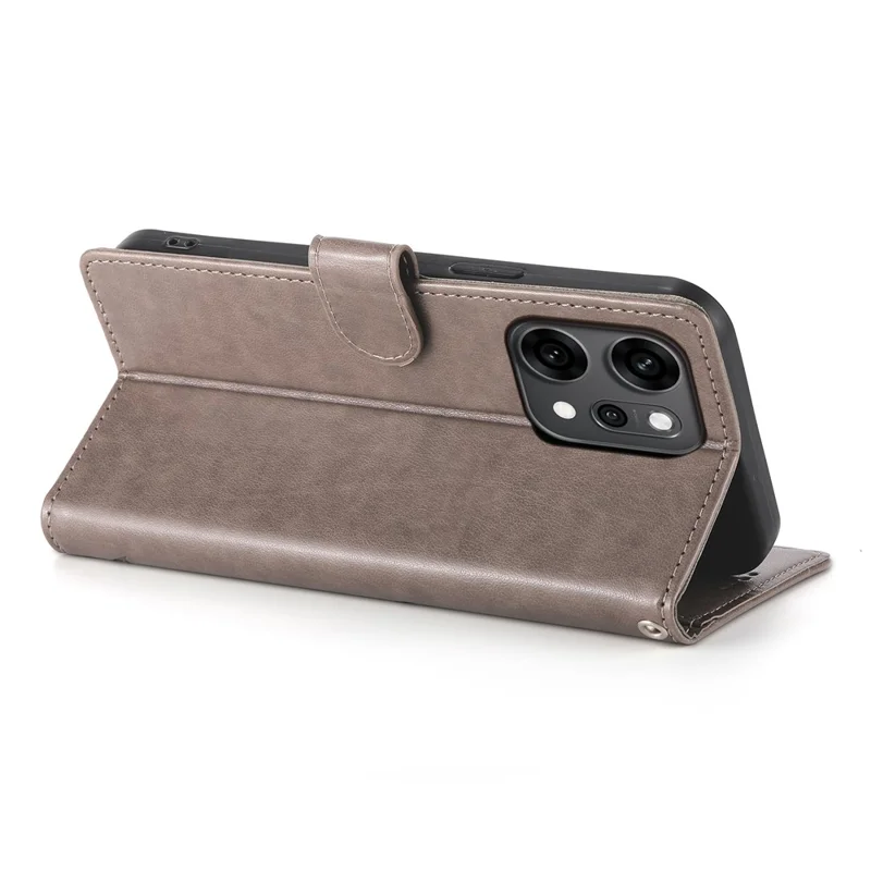 Per Oppo Reno14 Pro 5G (Globale) Custodia Portafoglio Farfalla Stampa Floreale Pelle PU Cover Telefono con Cinturino da Polso - Grigio