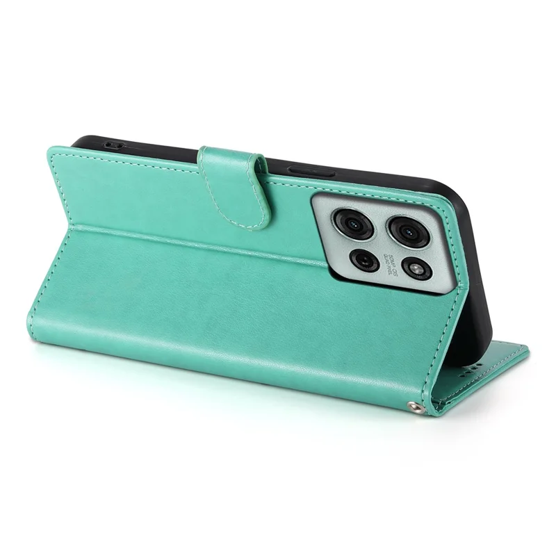 For Motorola Moto G75 5G Wallet Case Butterfly Floral Imprint PU Leather Phone Cover with Wrist Strap - Green
