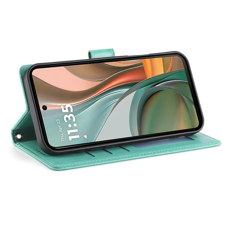 Für Motorola Moto G55 5G Brieftasche Handyhülle Schmetterling Blumenmuster Kunstleder Handyschutzhülle mit Handschlaufe - Grün
