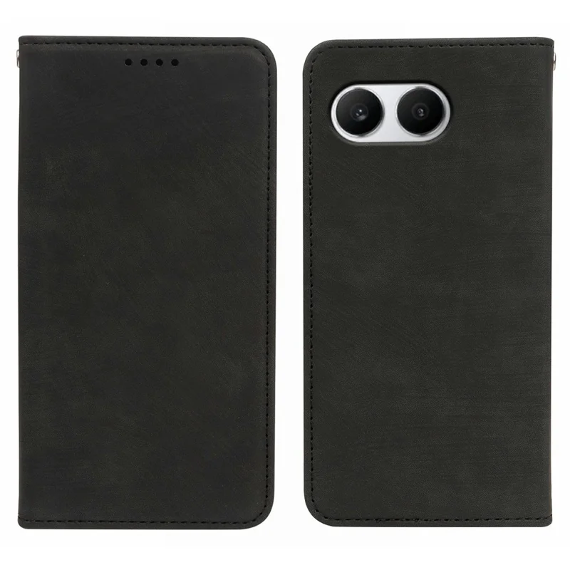 For OnePlus Nord 4 Case Strong Magnetic Leather Wallet Phone Cover with Striped Texture - Black