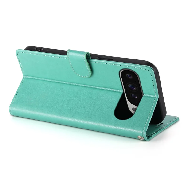 Étui portefeuille Pour Google Pixel 9 Pro XL Impression florale papillon Cuir PU Étui de téléphone avec dragonne - Vert