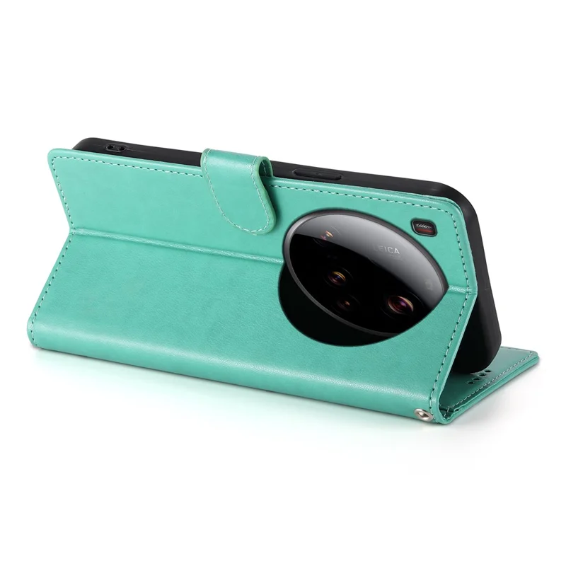 Capa Carteira Xiaomi 15 Ultra com Estampa de Borboleta Floral em Couro PU com Alça de Pulso - Verde