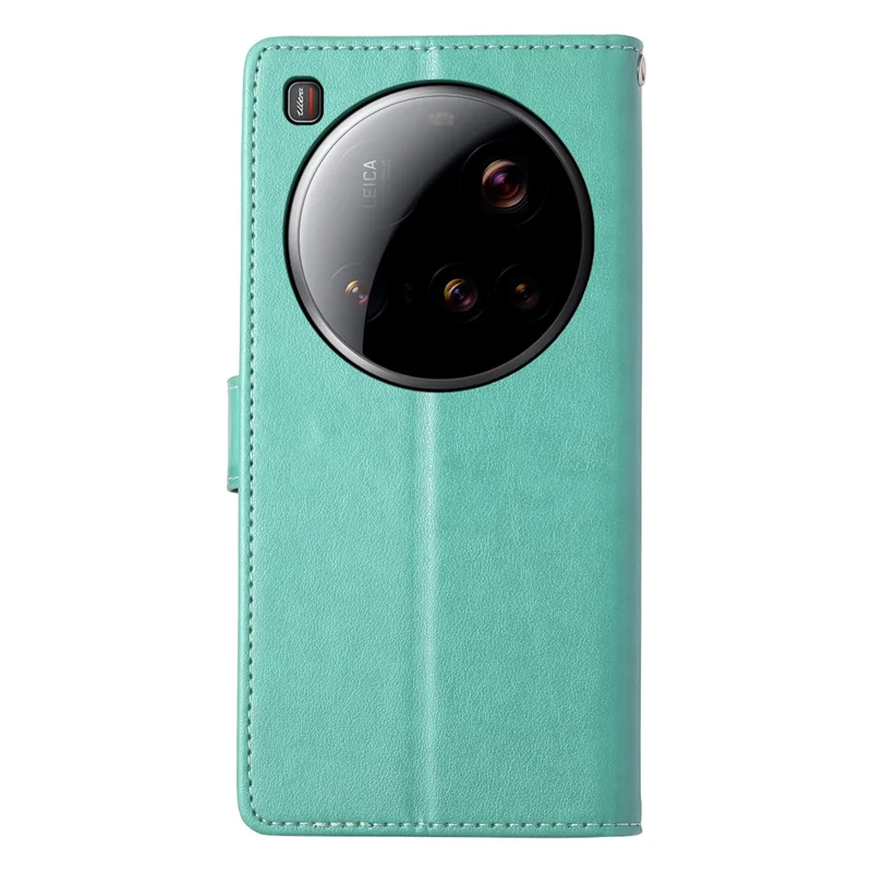 Capa Carteira Xiaomi 15 Ultra com Estampa de Borboleta Floral em Couro PU com Alça de Pulso - Verde