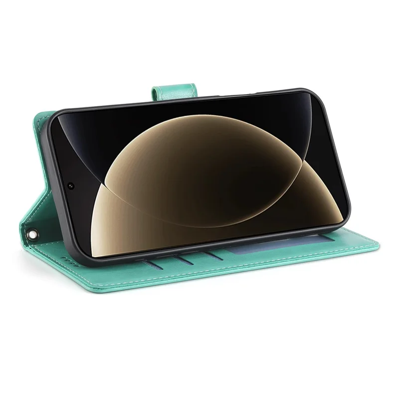 Per Xiaomi 15 Pro Cover a Portafoglio con Farfalle e Stampa Floreale in Pelle PU con Cinturino da Polso - Verde