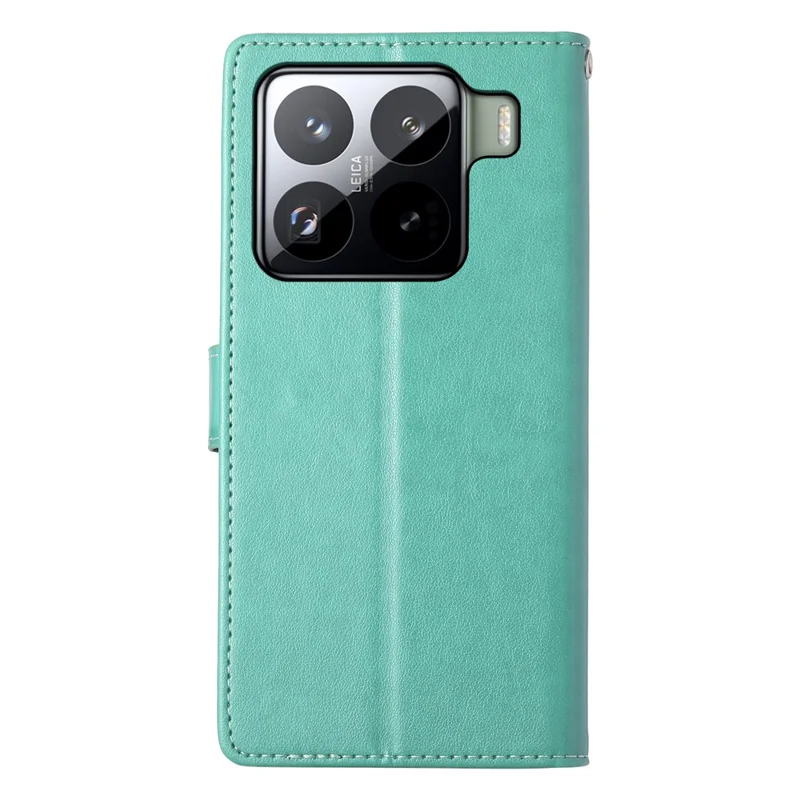 Per Xiaomi 15 Pro Cover a Portafoglio con Farfalle e Stampa Floreale in Pelle PU con Cinturino da Polso - Verde