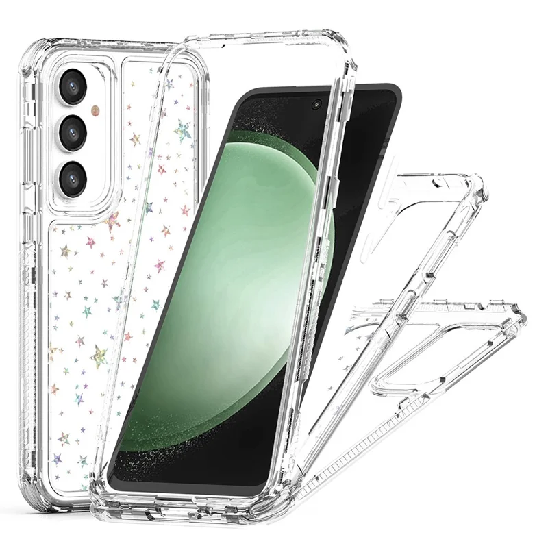 Чехол для Samsung Galaxy S25 / S24 с прозрачной акриловой TPU-накладкой с лазерной пленкой - Звезды