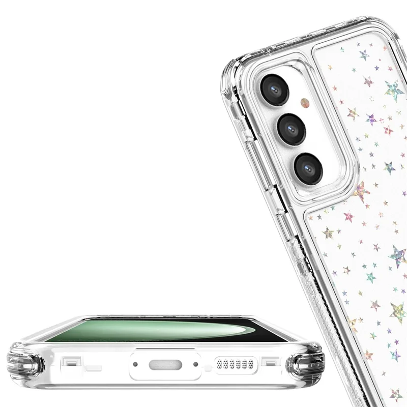Чехол для Samsung Galaxy S25 / S24 с прозрачной акриловой TPU-накладкой с лазерной пленкой - Звезды