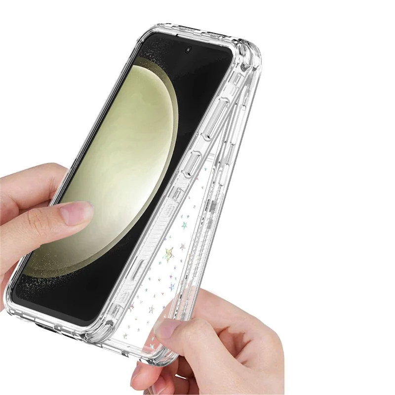 Étui pour Samsung Galaxy S25+ / S24+ Coque Hybride TPU Acrylique Transparente avec Film Laser - Étoiles