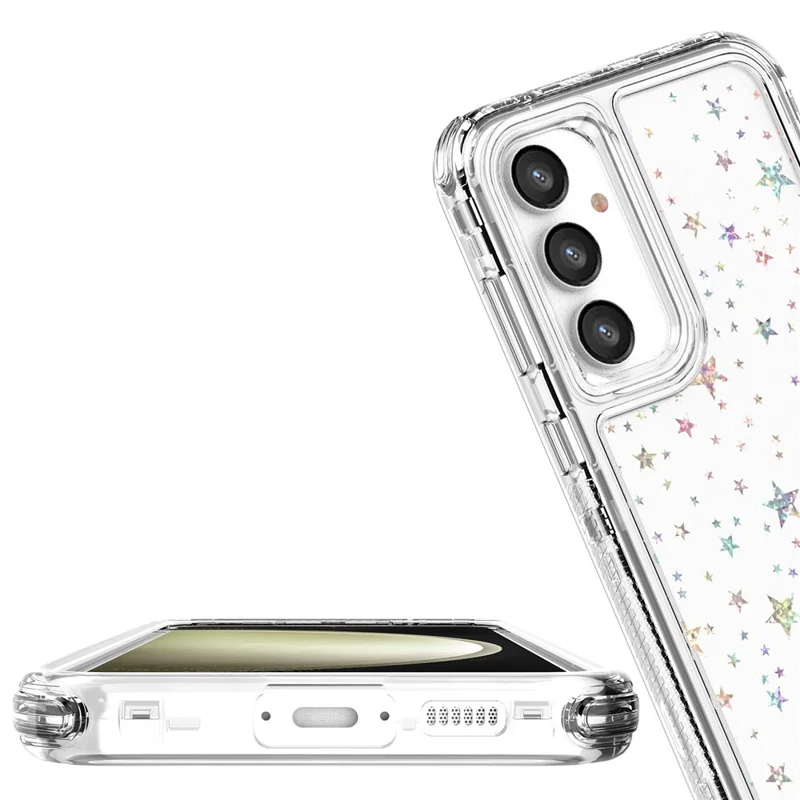 Étui pour Samsung Galaxy S25+ / S24+ Coque Hybride TPU Acrylique Transparente avec Film Laser - Étoiles