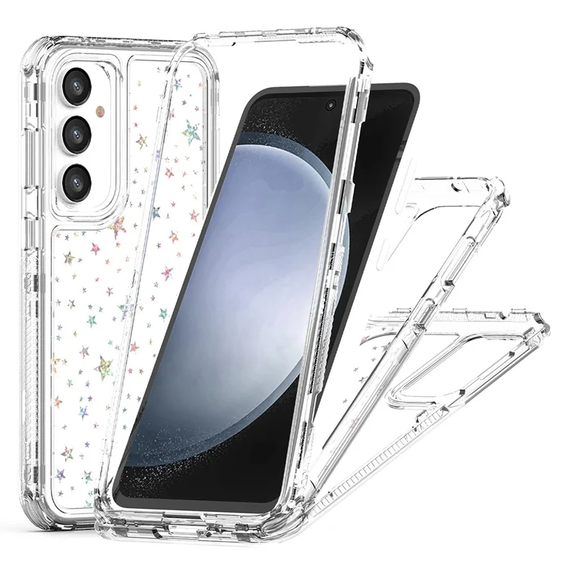 Funda para Samsung Galaxy S24 FE Cubierta de teléfono híbrida de TPU acrílico transparente con película impresa con láser - Estrellas