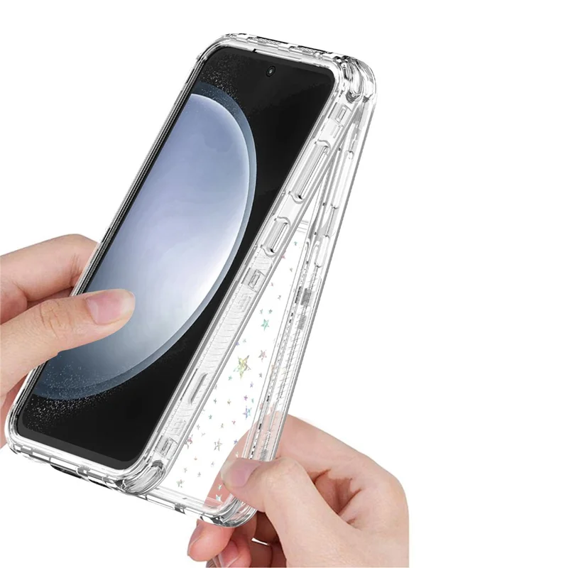 Funda para Samsung Galaxy S24 FE Cubierta de teléfono híbrida de TPU acrílico transparente con película impresa con láser - Estrellas