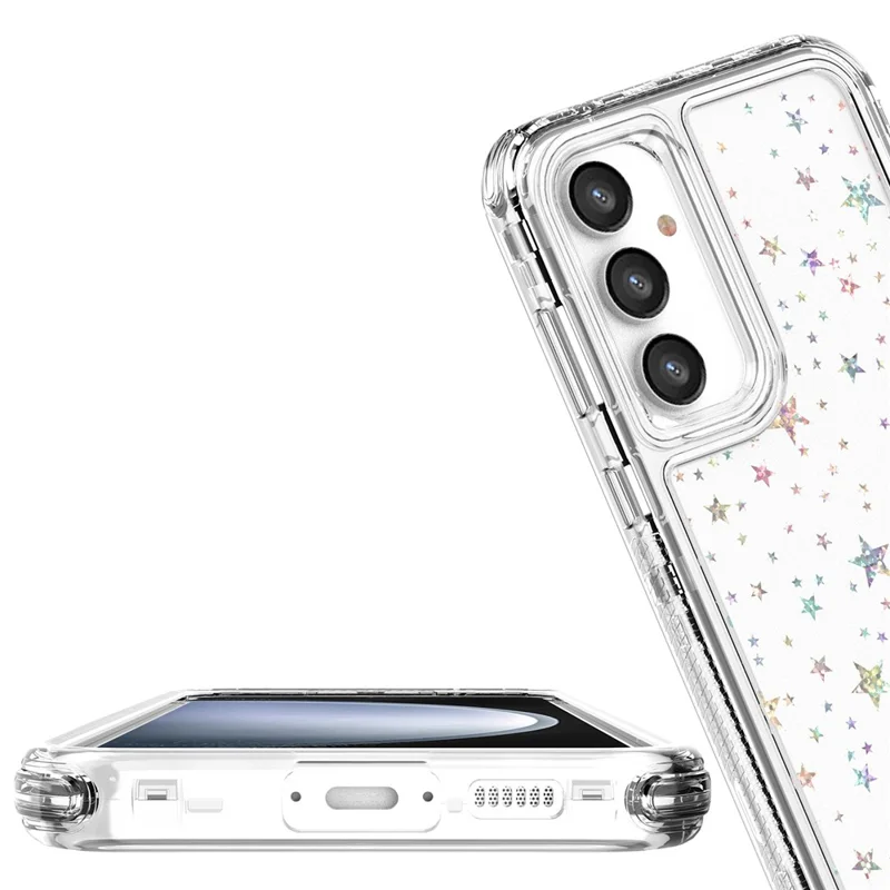 Funda para Samsung Galaxy S24 FE Cubierta de teléfono híbrida de TPU acrílico transparente con película impresa con láser - Estrellas