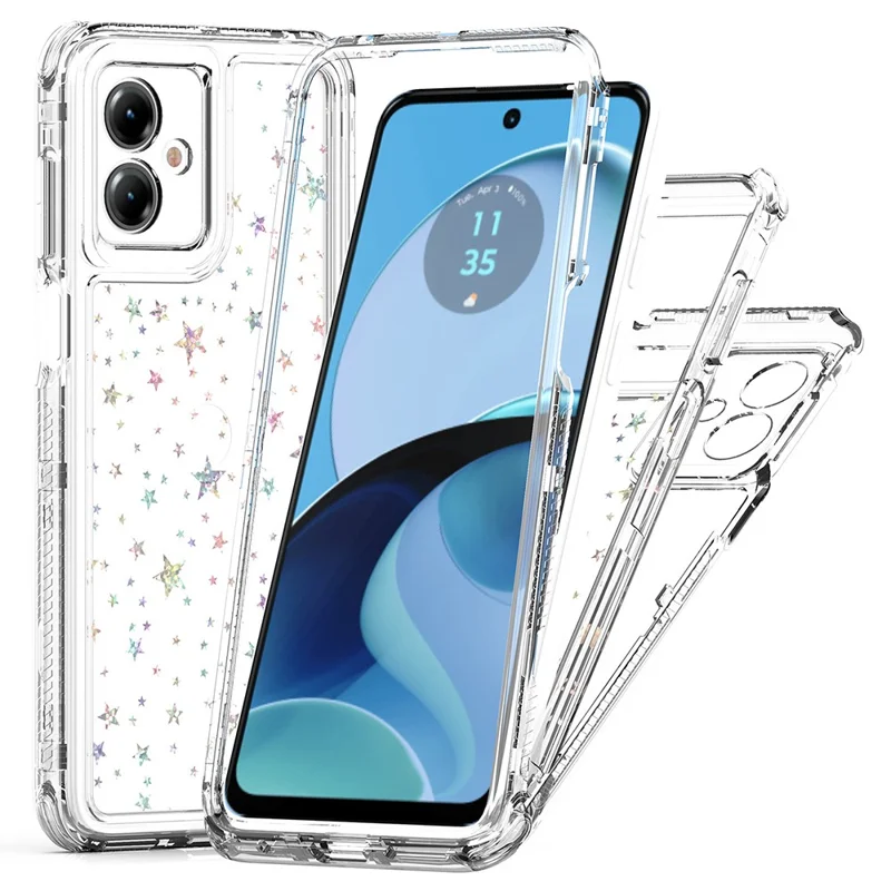 Cover per Motorola Moto G14 4G con Ritagli Precisi Cover Trasparente in Acrilico TPU con Pellicola Laser-stampata - Stelle