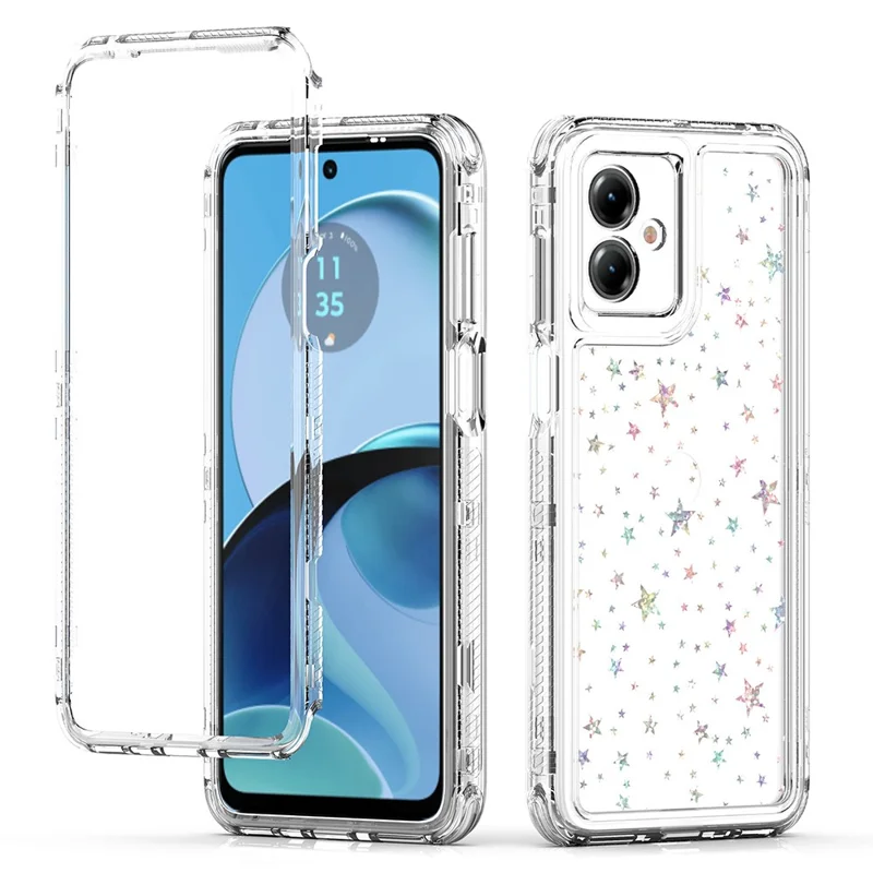 Cover per Motorola Moto G14 4G con Ritagli Precisi Cover Trasparente in Acrilico TPU con Pellicola Laser-stampata - Stelle
