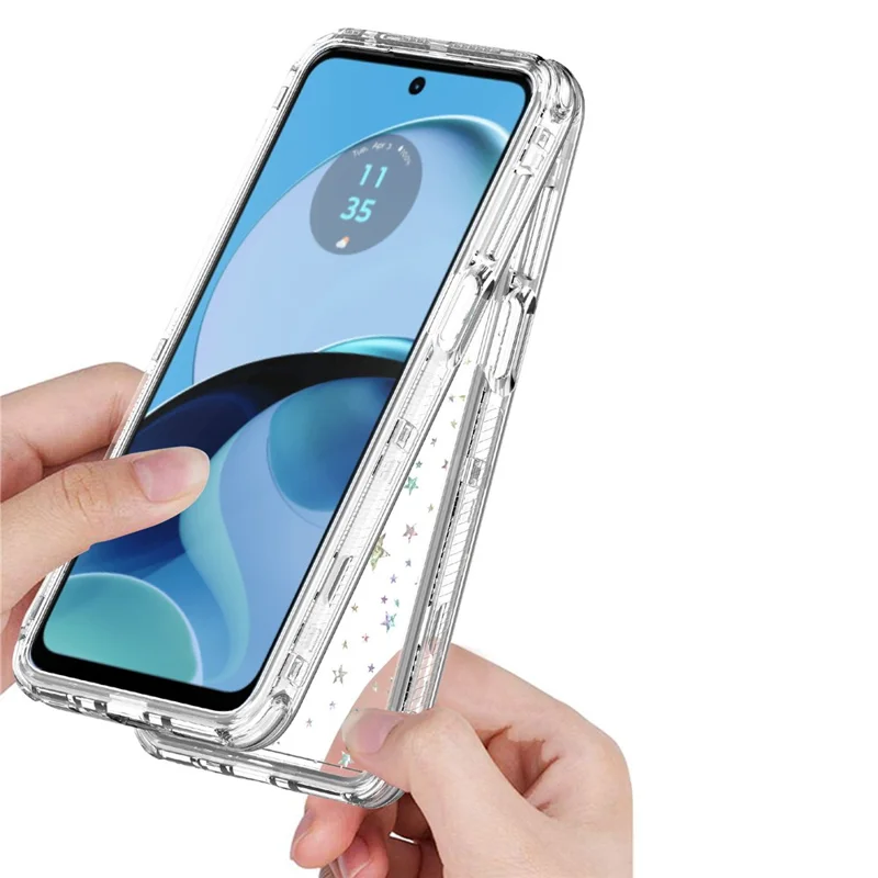 Cover per Motorola Moto G14 4G con Ritagli Precisi Cover Trasparente in Acrilico TPU con Pellicola Laser-stampata - Stelle
