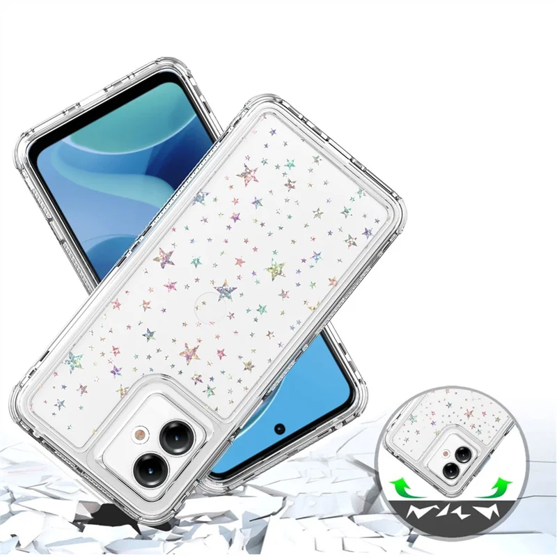 Cover per Motorola Moto G14 4G con Ritagli Precisi Cover Trasparente in Acrilico TPU con Pellicola Laser-stampata - Stelle